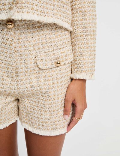 Tweed short met hoge taille meerkleurig vrouw