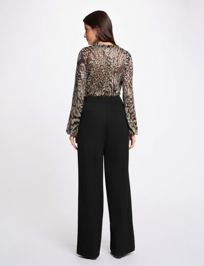 Lange mouwen V-hals T-shirt goudgeel vrouw