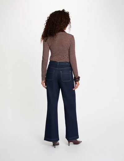 Polo manches longues ray&eacute; bordeaux femme