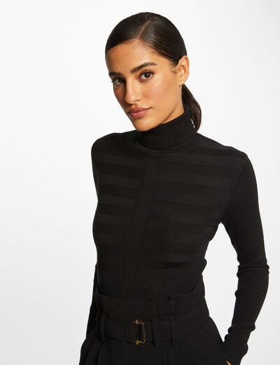Pull col roulé ajusté noir femme