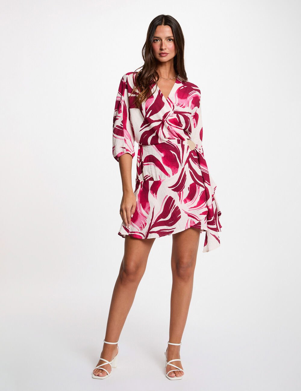 Robe pliss&eacute;e cache coeur multicolore femme