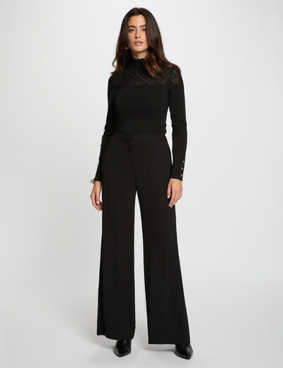 Pantalon large fluide noir femme