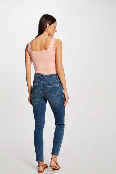Slim jeans met strassbandjes jean stone vrouw