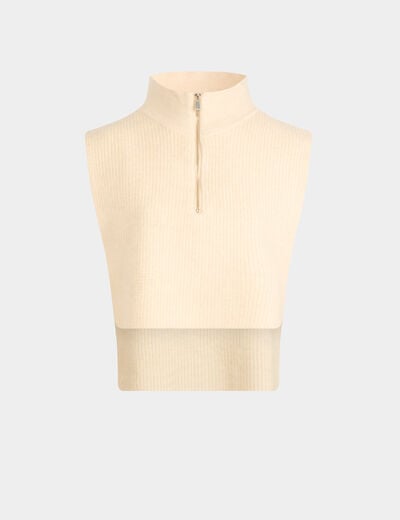 Poncho met ritssluiting ivoor vrouw