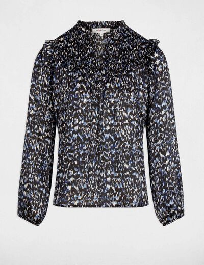 Geplooide blouse met V-hals meerkleurig vrouw