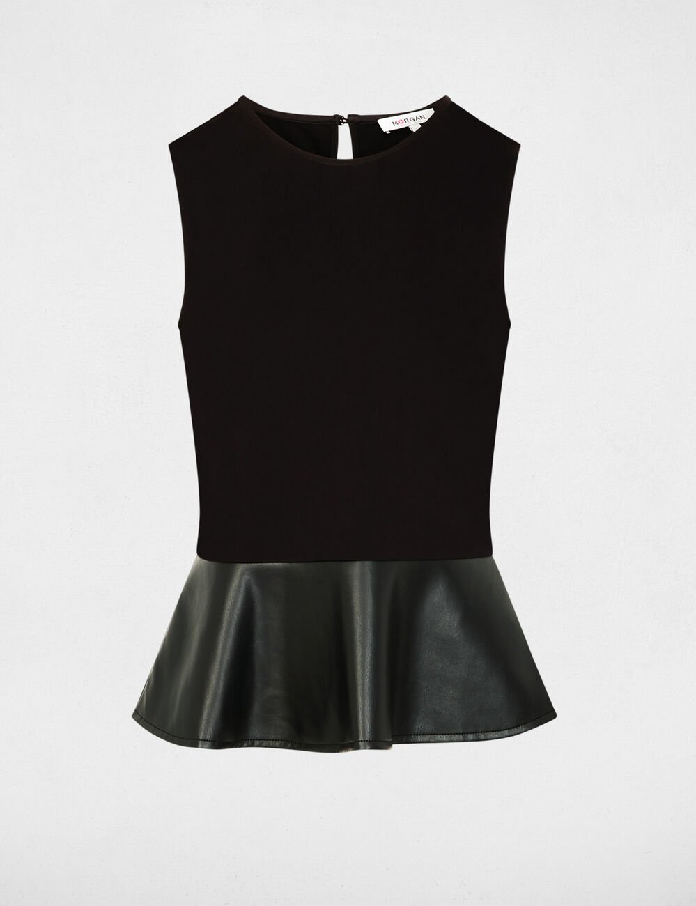 T-shirt cintré similicuir noir femme