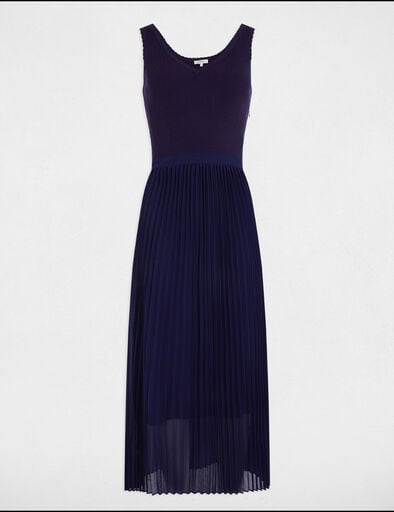 Robe tricot longue cintrée bleu marine femme