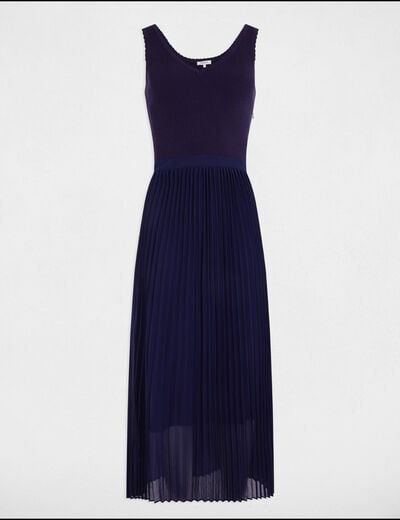 Robe tricot longue cintrée bleu marine femme