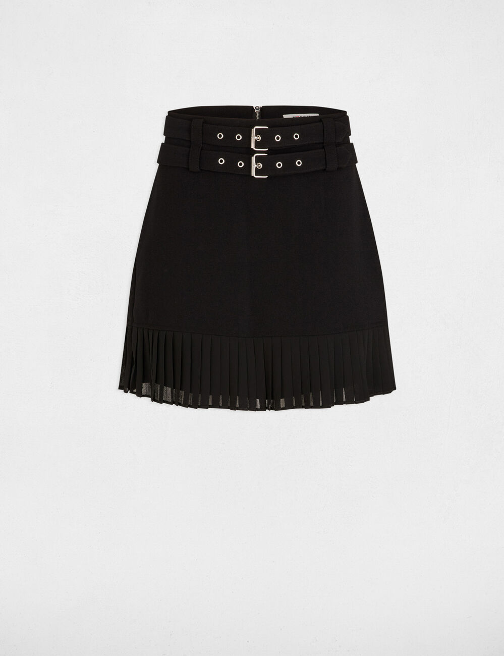 Jupe courte plissée noir femme