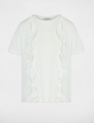 T-shirt volants blanc femme