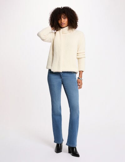 Jean bootcut tress&eacute; denim stone femme