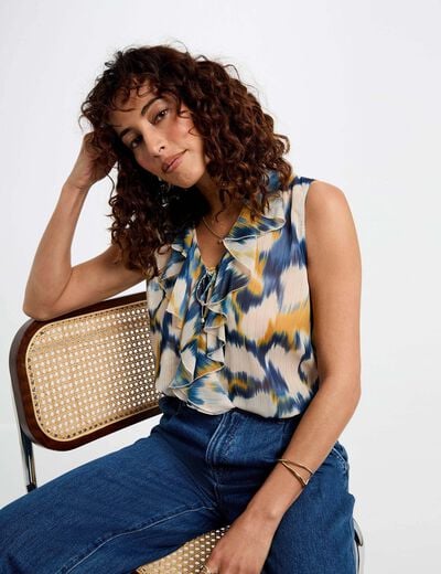 Mouwloze blouse meerkleurig vrouw