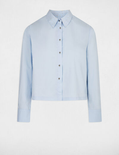 Chemise manches longues bleu moyen femme