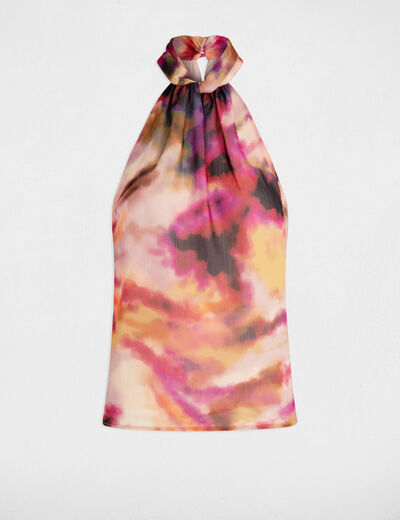 Blouse sans manches imprimée multicolore femme