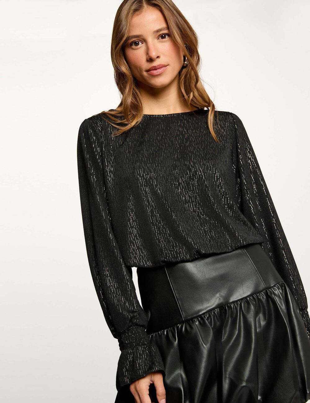 T-shirt met lange mouwen zwart vrouw