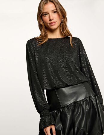 T-shirt met lange mouwen zwart vrouw