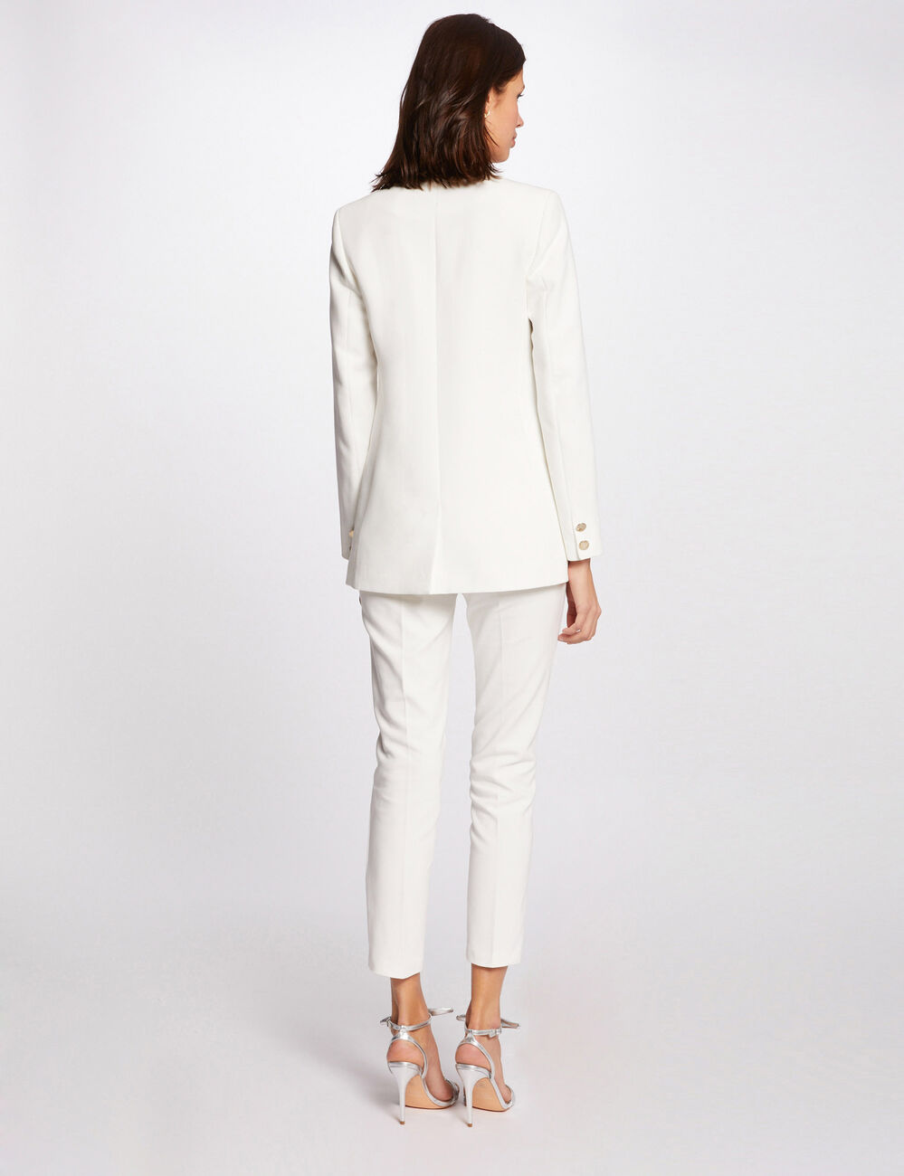 7/8 broek met ceintuur ivoor vrouw