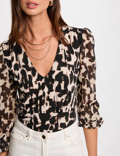 T-shirt met 3/4 mouwen meerkleurig vrouw