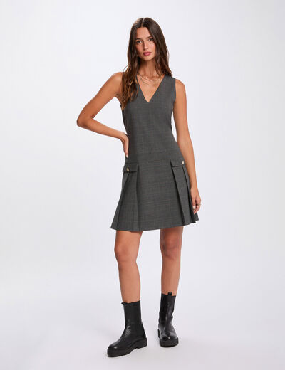 Robe chasuble ajustée gris moyen femme