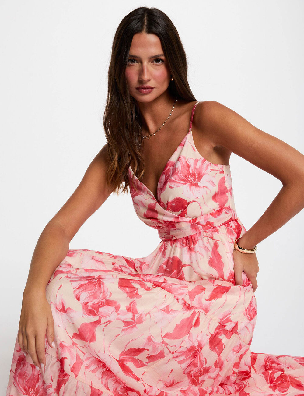 Robe longue cache coeur multicolore femme