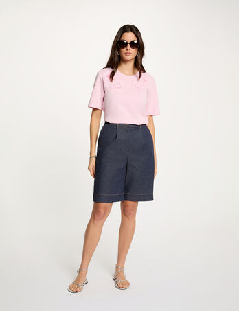 Short large en jean denim brut femme