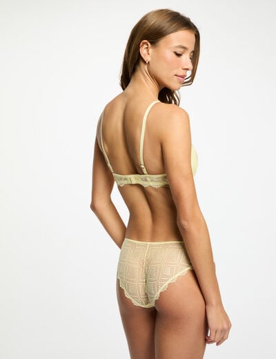 Slip dentelle jaune femme