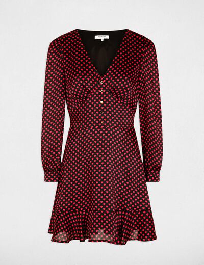 Robe courte col v multicolore femme