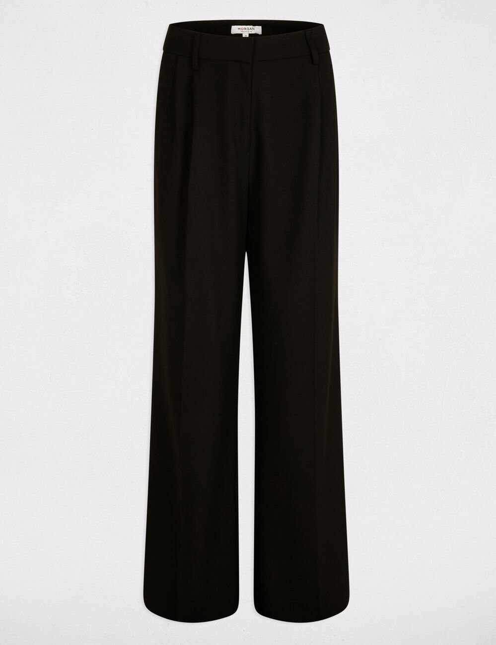 Wijde pantalon met plooien zwart vrouw