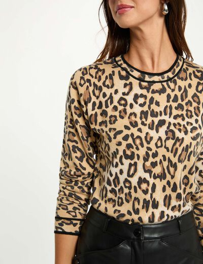 Pull ajusté imprimé sable femme
