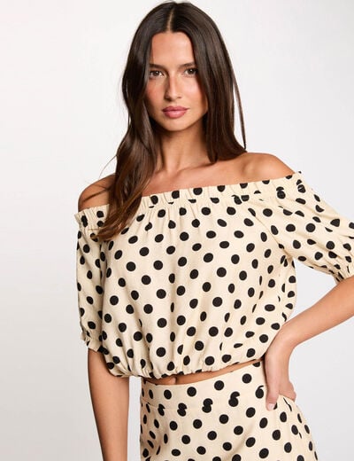 Top col bardot fluide multicolore femme