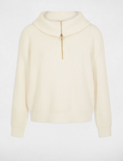 Pull col camionneur ivoire femme