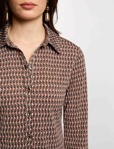 T-shirt col chemise multicolore femme