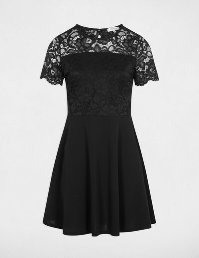 Robe ajustée dentelle noir femme