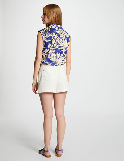 T-shirt met korte mouwen bleu electrique vrouw