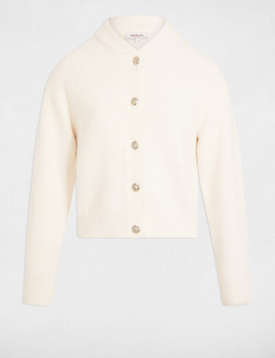 Gilet manches longues ivoire femme