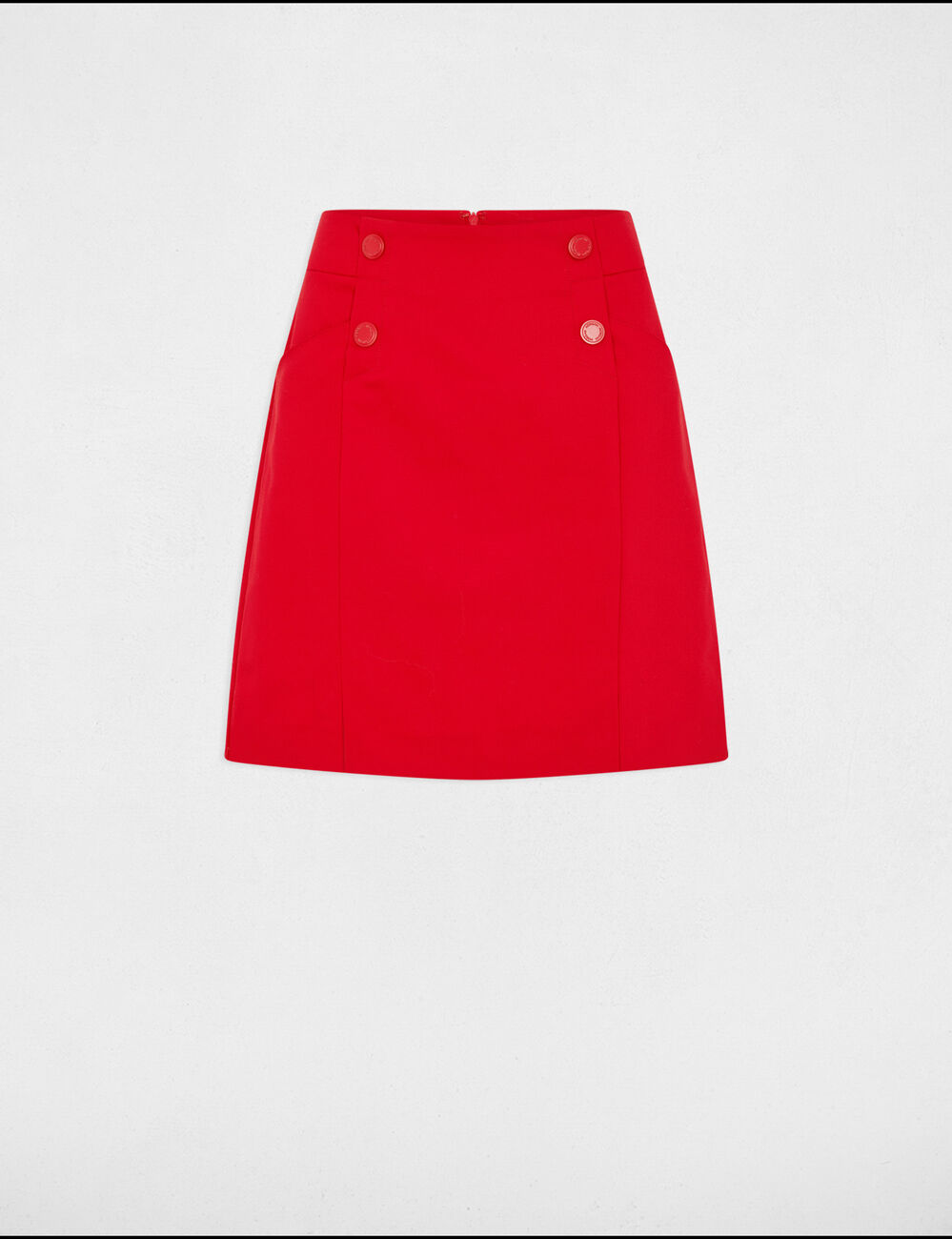 Korte rok met knopen rood vrouw