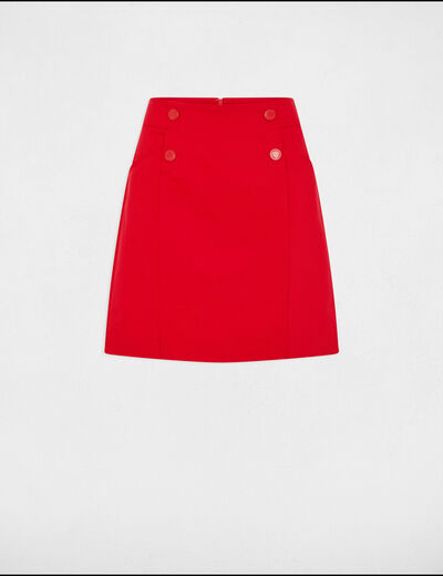 Jupe courte à boutons rouge femme