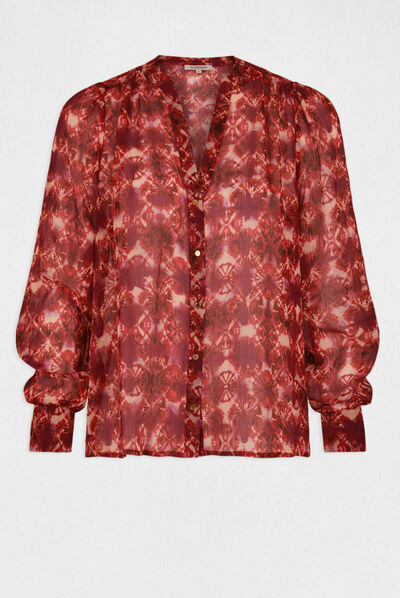 Shirt lange mouwen en abstracte print veelkleurig vrouw