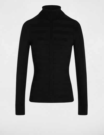 Pull col roul&eacute; noir femme
