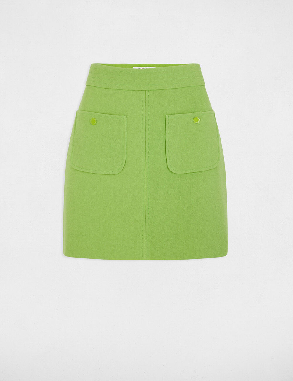 Jupe courte poches plaquées vert anis femme
