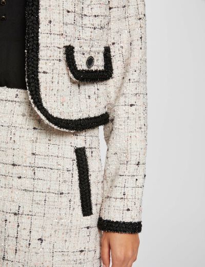 Veste cintr&eacute;e tweed ivoire femme