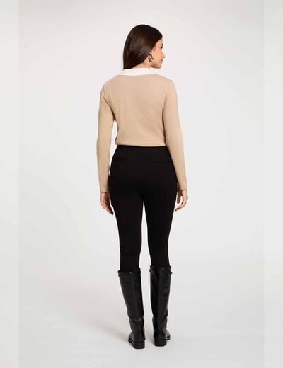 Trui met omgeslagen kraag beige vrouw