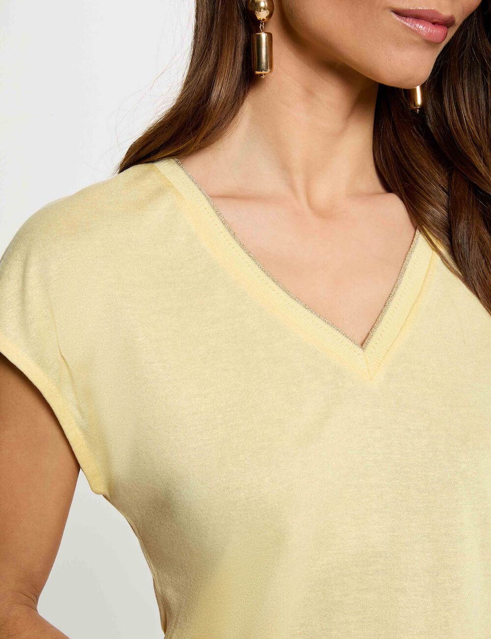 T-shirt manches courtes jaune clair femme