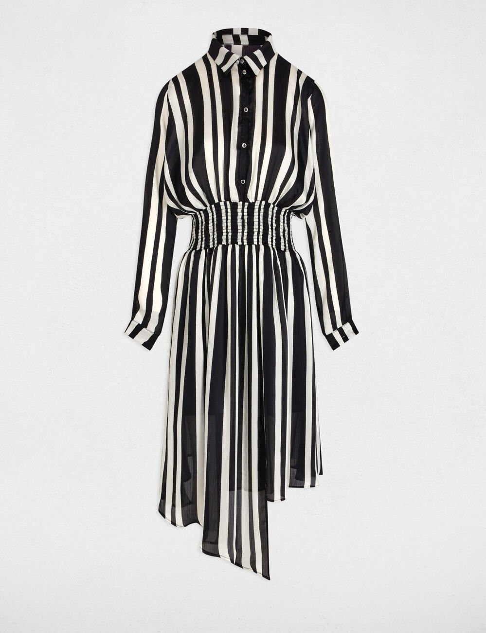 Robe droite rayée asymétrique multicolore femme