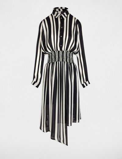 Robe droite rayée asymétrique multicolore femme