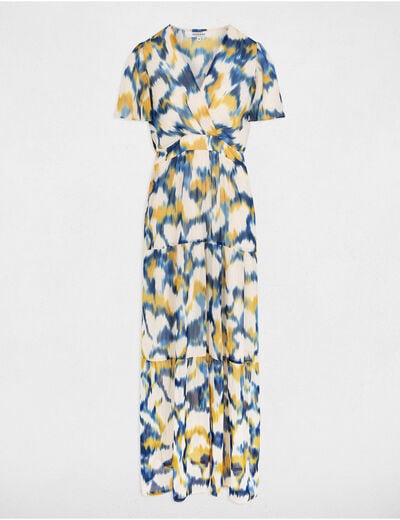 Robe longue droite imprimée multicolore femme