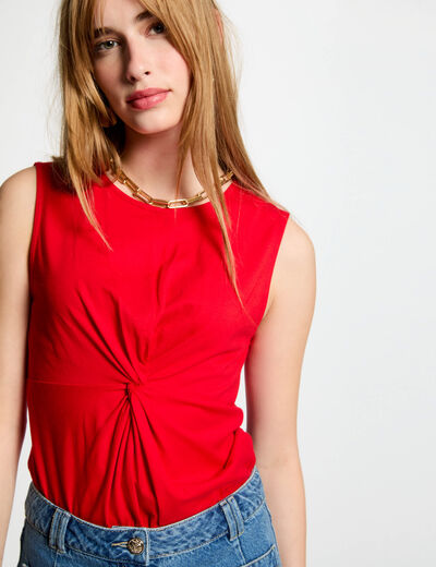 T-shirt sans manches rouge femme