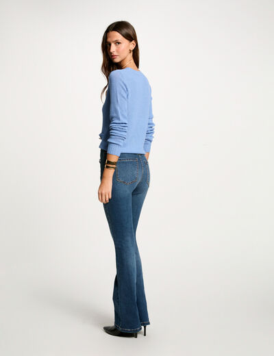 Trui met ronde hals bleu gris vrouw