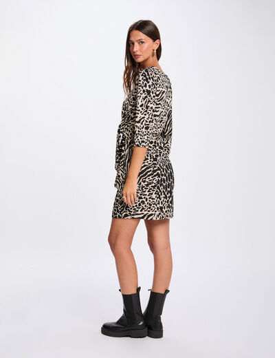 Robe ajustée manches longues multicolore femme