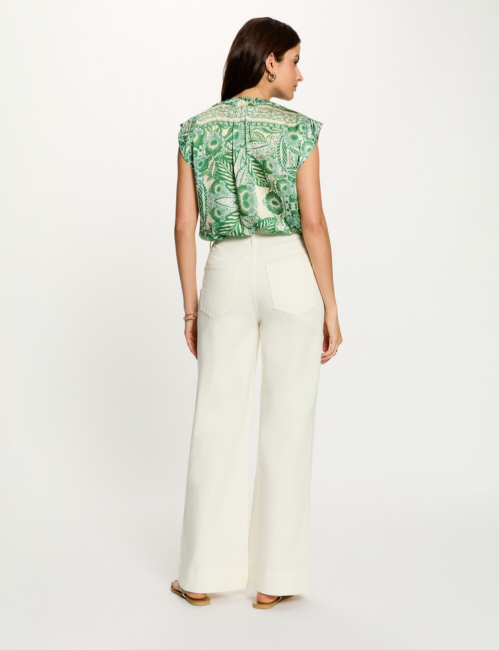 Mouwloze blouse met V-hals meerkleurig vrouw
